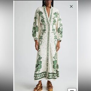 Farm Rio Forest Soul Long Sleeve Shirt Dress - medium